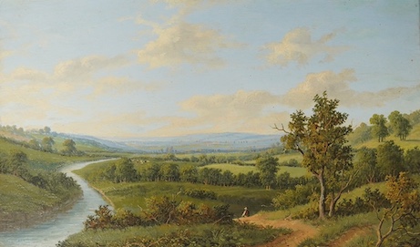 E. Bulley?, oil on board, Riverscape, signed, 19 x 31.5cm. Condition - good
